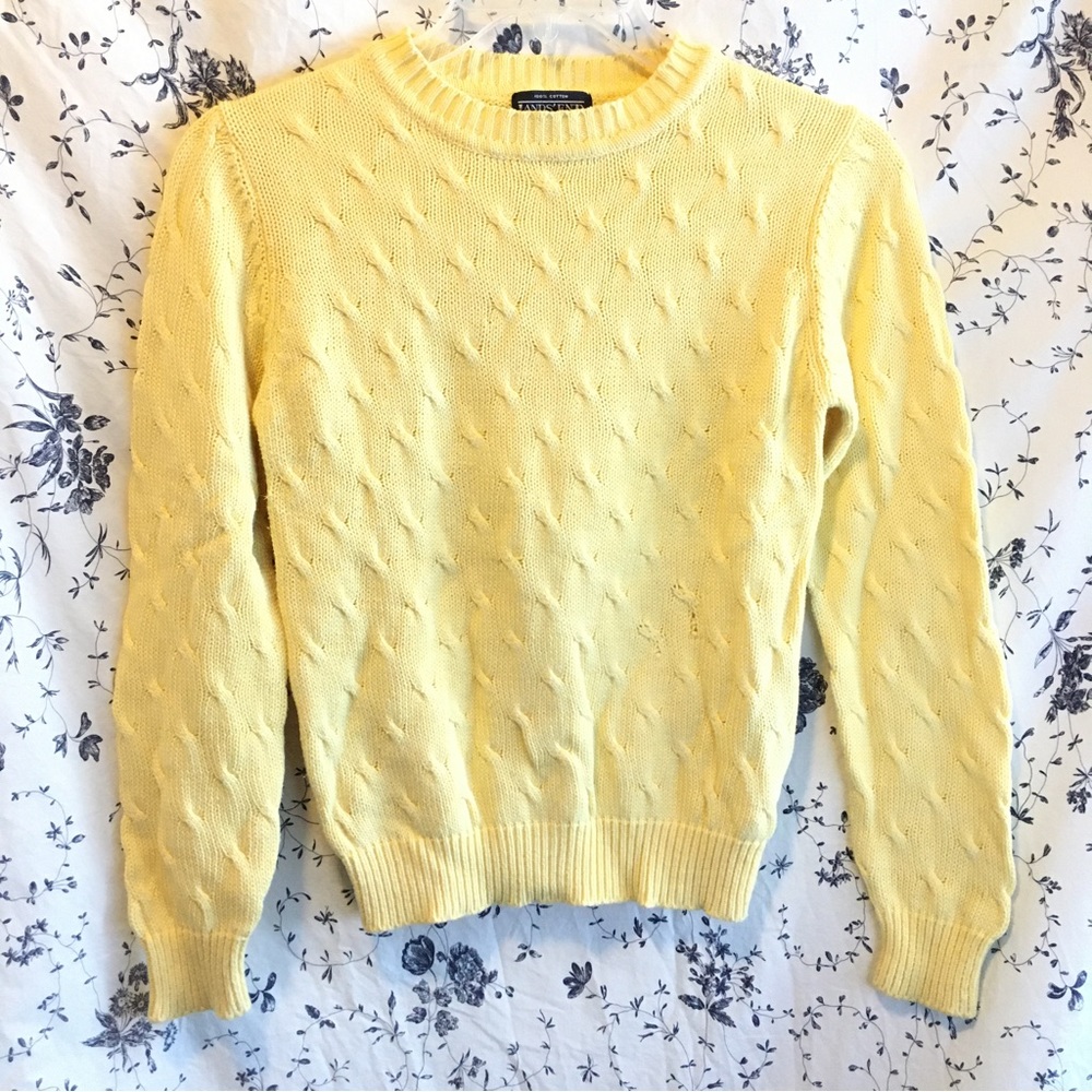 Vintage Land’s End Pale Yellow Crew Neck Sweater -M-